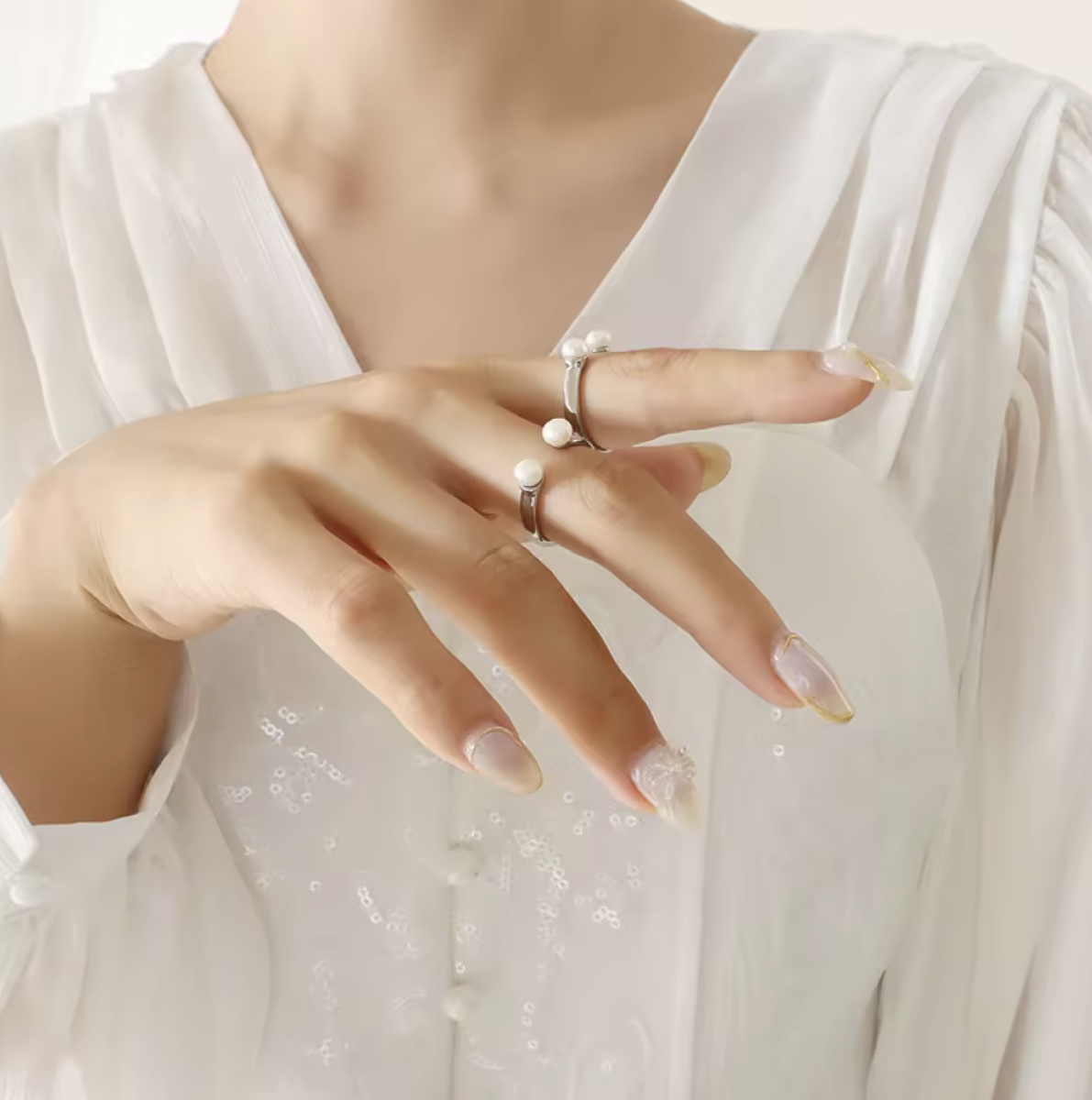 Elegant Baroque Freshwater Pearl Adjustable Ring * Unisex* - VAM Jewelry