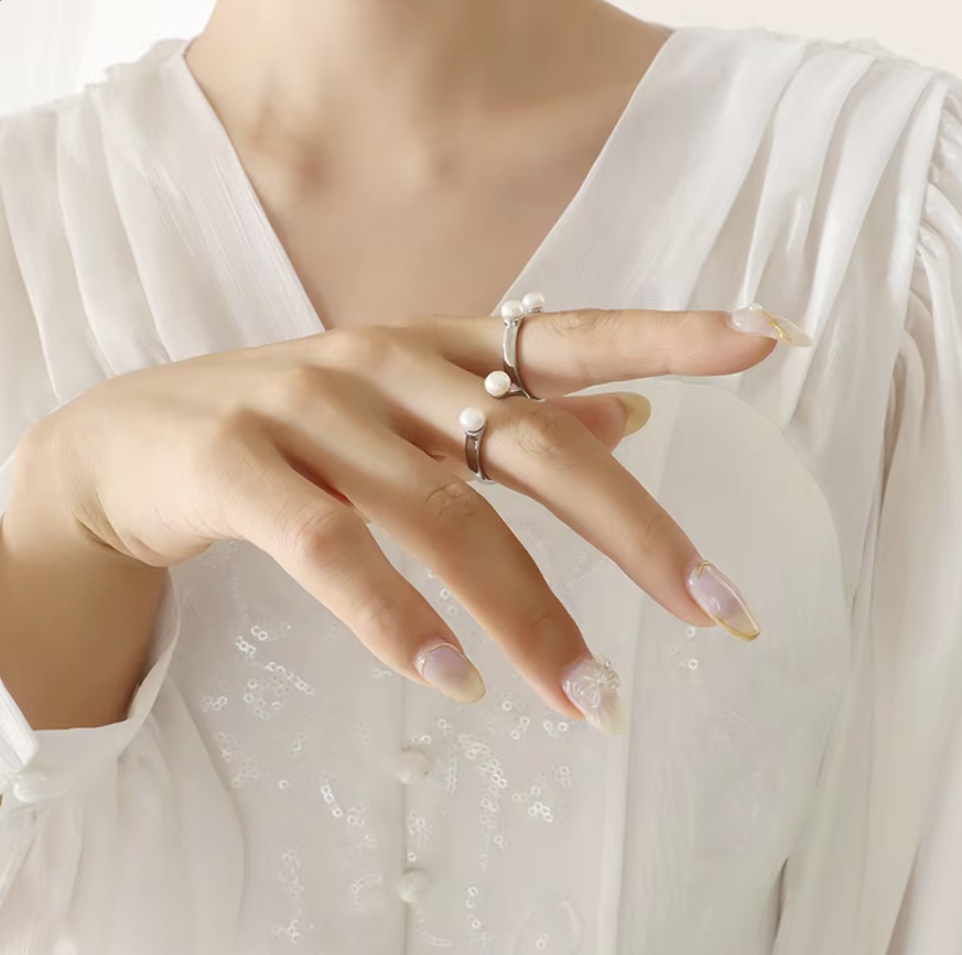 Elegant Baroque Freshwater Pearl Adjustable Ring * Unisex* - VAM Jewelry