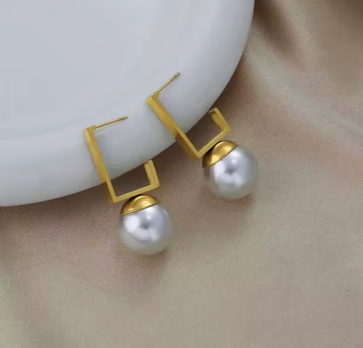 Eternal Elegance 18K Gold Pearl Charm Earrings - VAM Jewelry