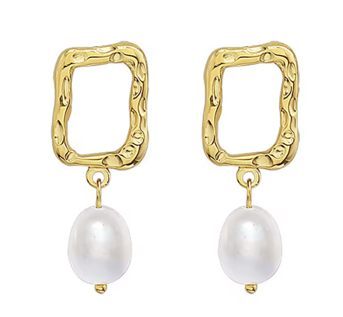 Ethereal Geometric Pearl Earrings – Modern, Minimalist Jewelry - VAM Jewelry