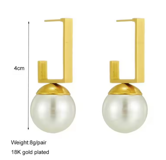 Eternal Elegance 18K Gold Pearl Charm Earrings