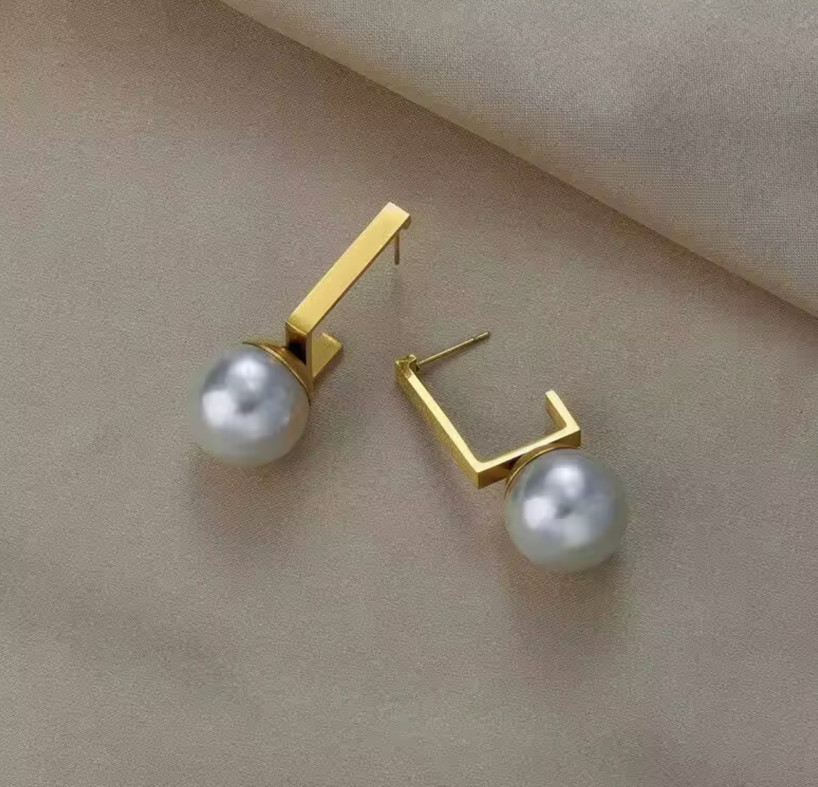 Eternal Elegance 18K Gold Pearl Charm Earrings