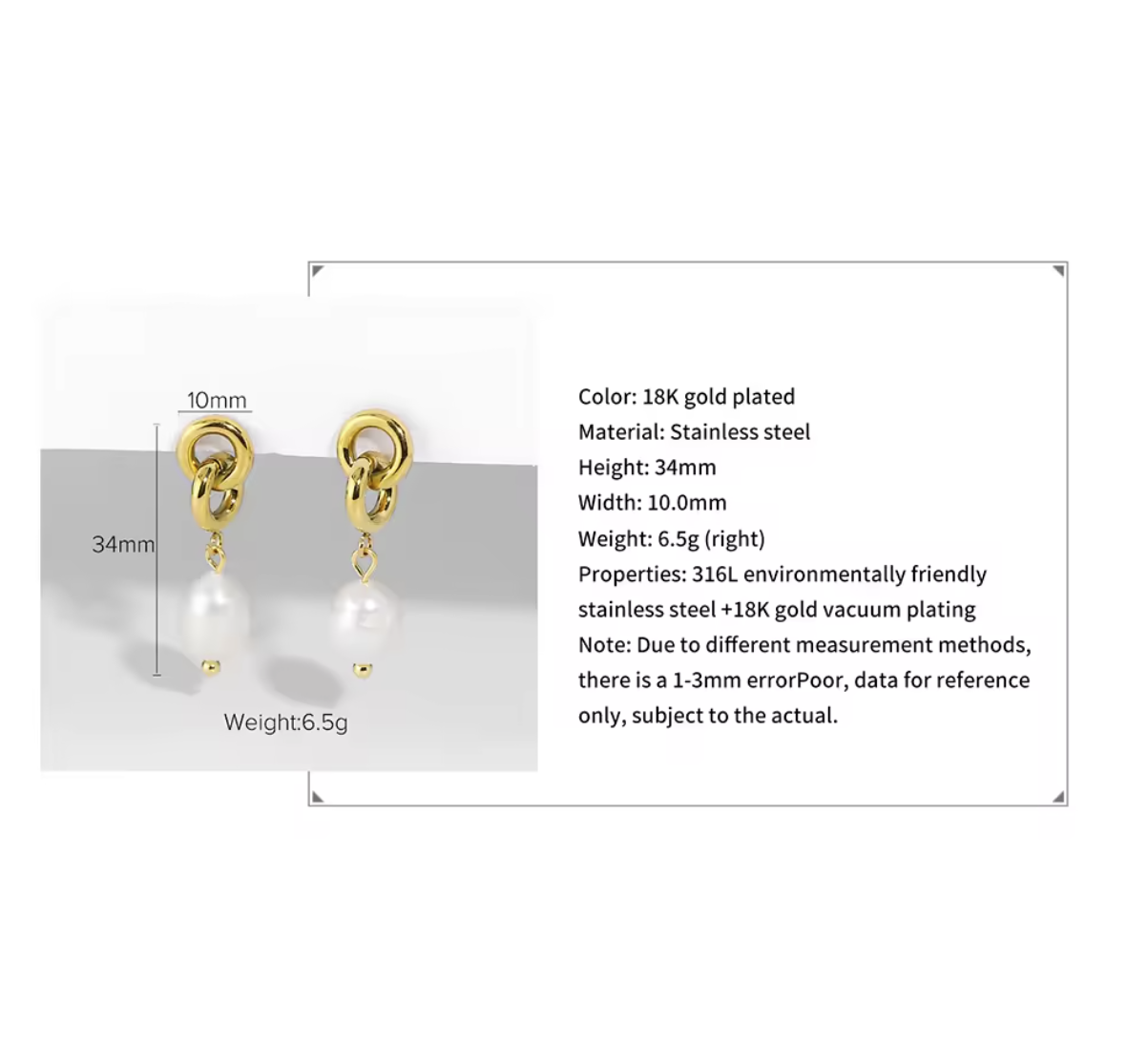 Golden Baroque Pearl Hoops Earrings