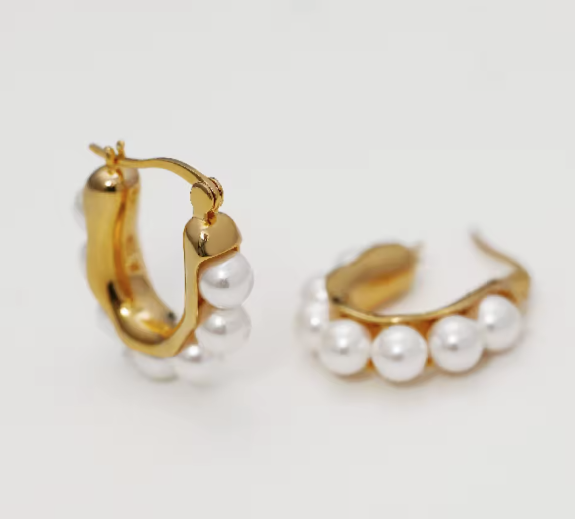 Golden Era Pearl Hoops Earrings